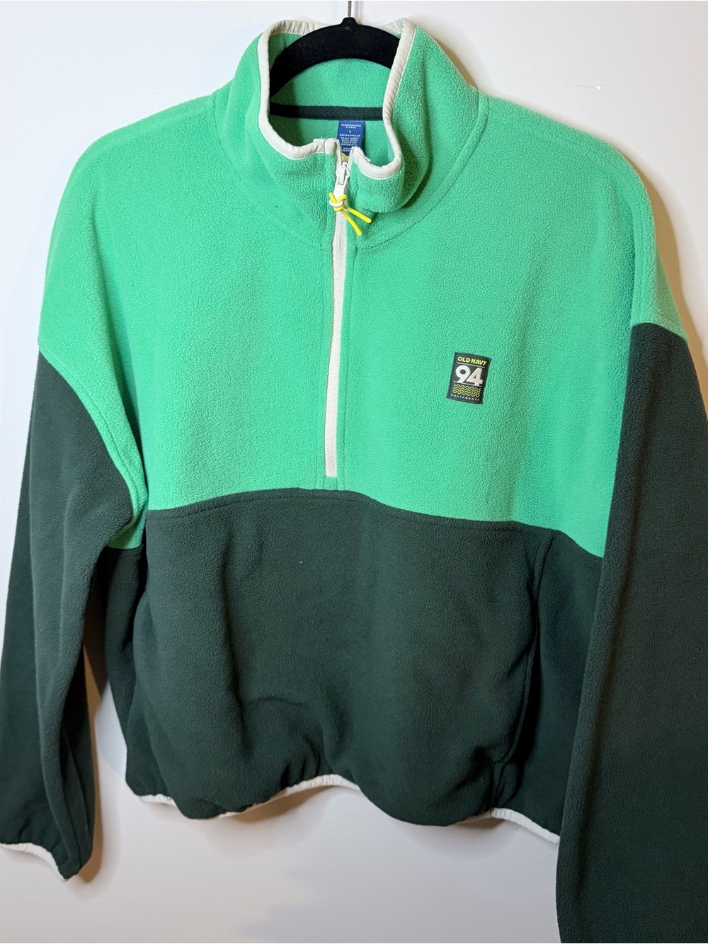 Old Navy Green and Dark Green Two-Tone Quarter-Zip Fleece Pullover